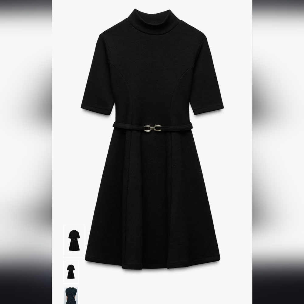 Zara Black Mini Dress with Gold Accent
